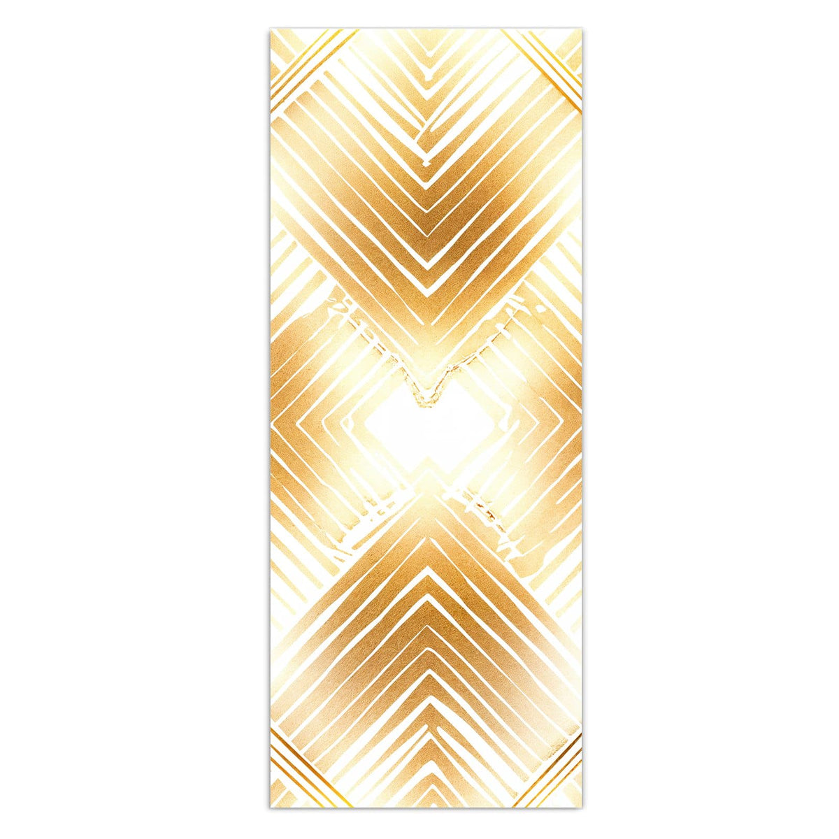 Gitter aus goldenen Rauten, jede aus verschachtelten Winkellinien, Art-déco-Anmutung auf Weiß