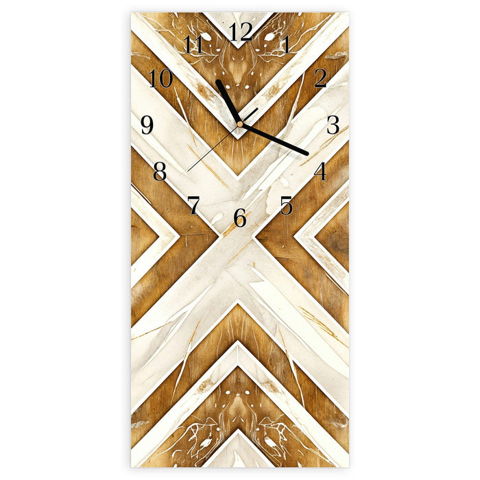 Wanduhr Geometrisches & Muster aus Glas – Hochformat 30 × 60 cm mit Ziffernblatt Klassisch