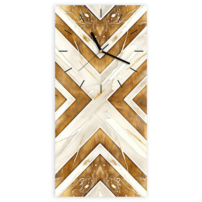 Wanduhr Geometrisches & Muster aus Glas – Hochformat 30 × 60 cm mit Ziffernblatt Linie
