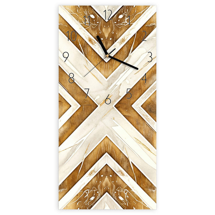 Wanduhr Geometrisches & Muster aus Glas – Hochformat 30 × 60 cm mit Ziffernblatt Elegant