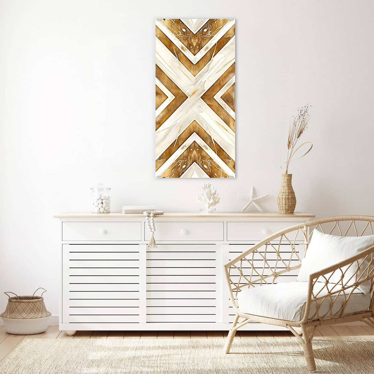 11 Größen – von 30 × 60 bis 60 × 150 cm – Wandbild - Rauten in Holzoptik - Hochformat