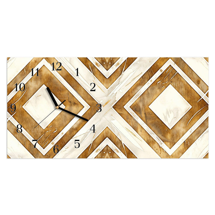 Wanduhr Geometrisches & Muster aus Glas – Querformat 60 × 30 cm mit Ziffernblatt Klassisch