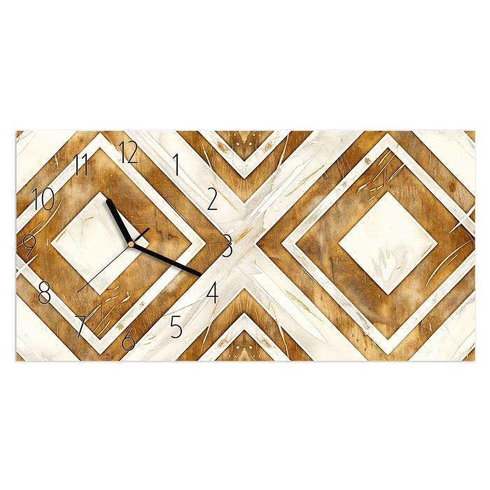Wanduhr Geometrisches & Muster aus Glas – Querformat 60 × 30 cm mit Ziffernblatt Elegant