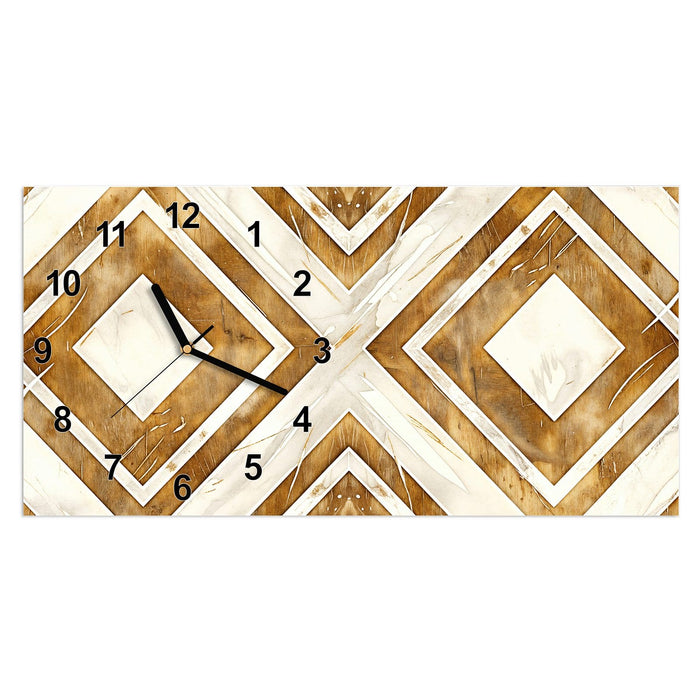 Wanduhr Geometrisches & Muster aus Glas – Querformat 60 × 30 cm mit Ziffernblatt Modern