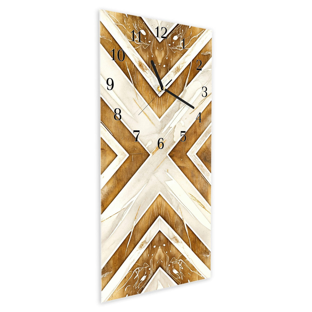 Vormontiert – mit Schwebeeffekt – Wanduhr Geometrisches & Muster aus Glas – Hochformat 30 × 60 cm