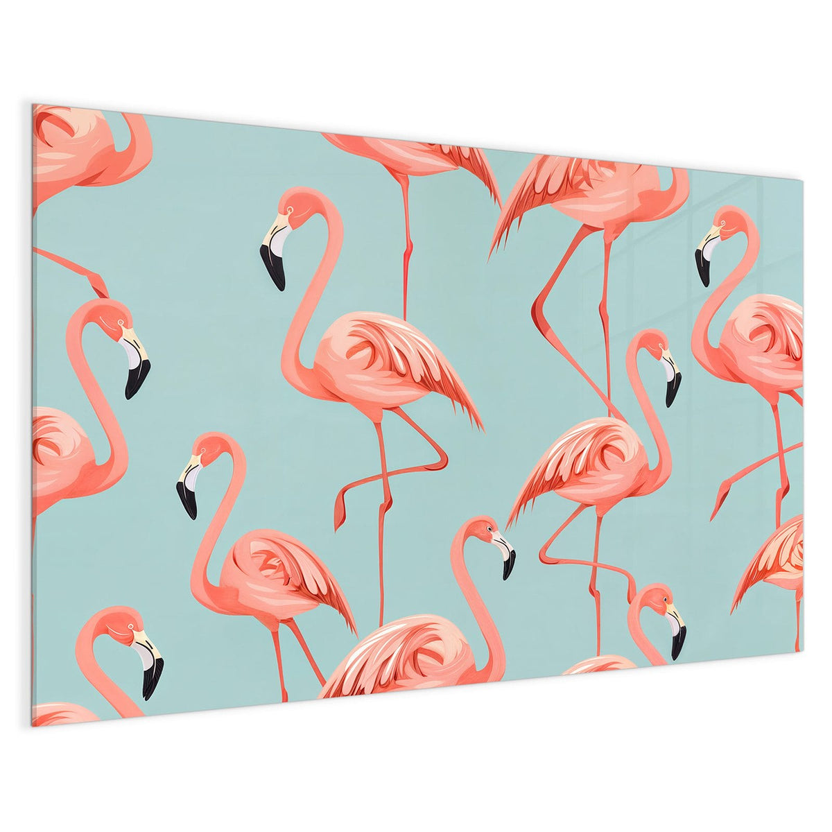 4 mm Glas statt lackiertem Blech – Magnettafel - Flamingos auf Türkis