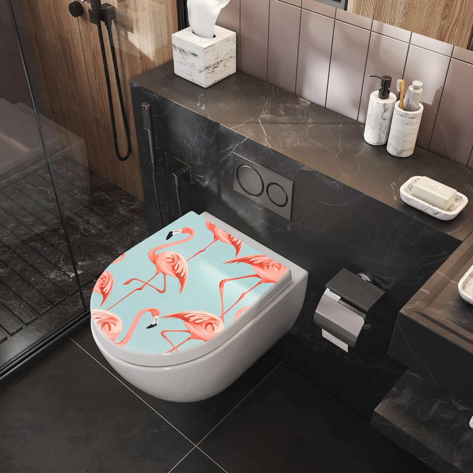 WC-Sitz mit Absenkautomatik Flamingo Design