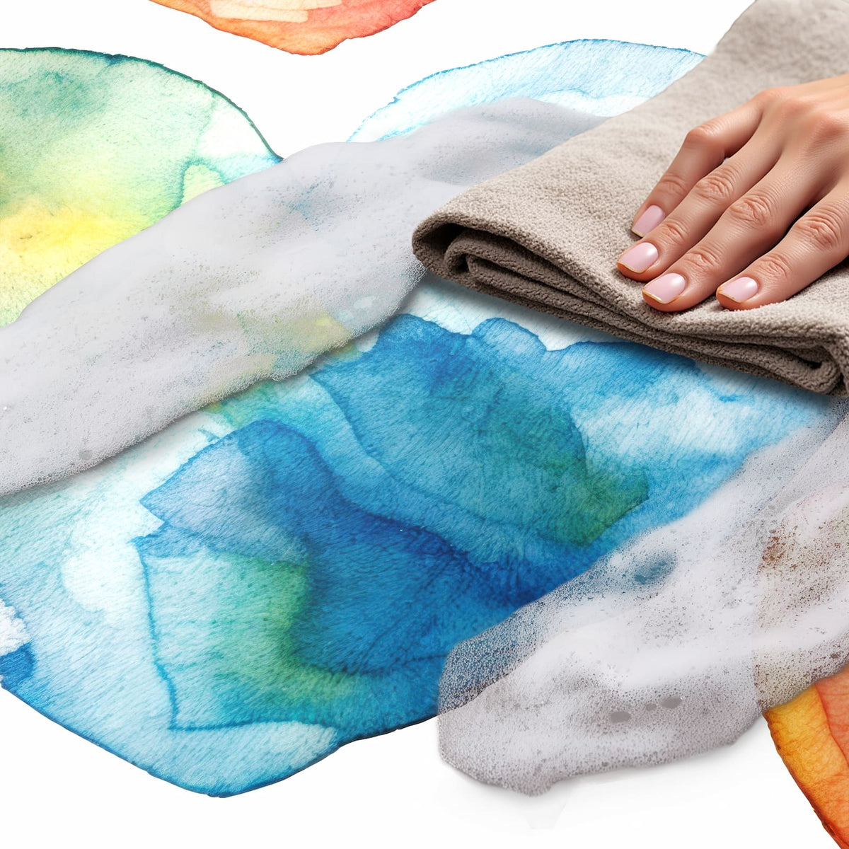UV-beständiger Küchenteppich mit Motiv Aquarellherzen - einfach zu reinigen