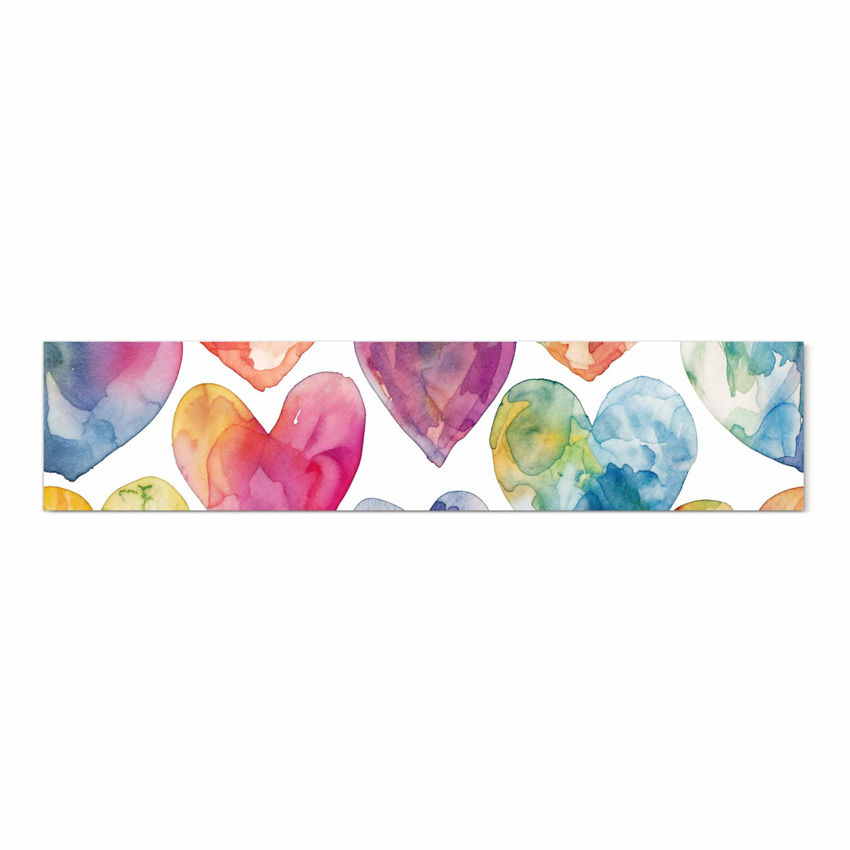 Küchenläufer mit Motiv Aquarellherzen in Frontansicht für angenehme Haptik