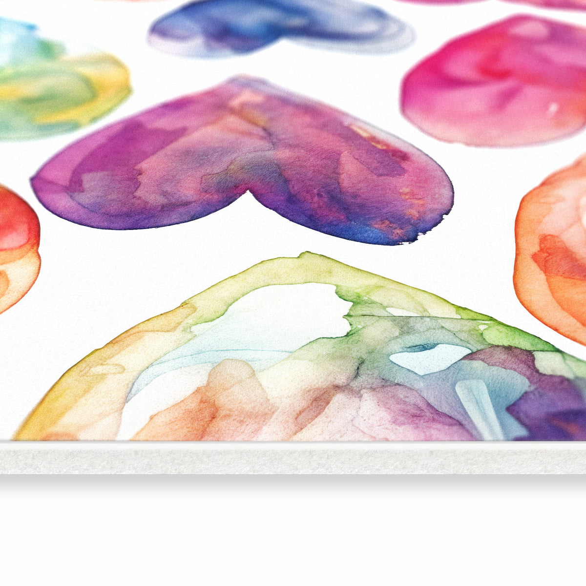 Wasserabweisender Läufer für Eingangsbereich mit Motiv Aquarellherzen in seitlicher Ansicht