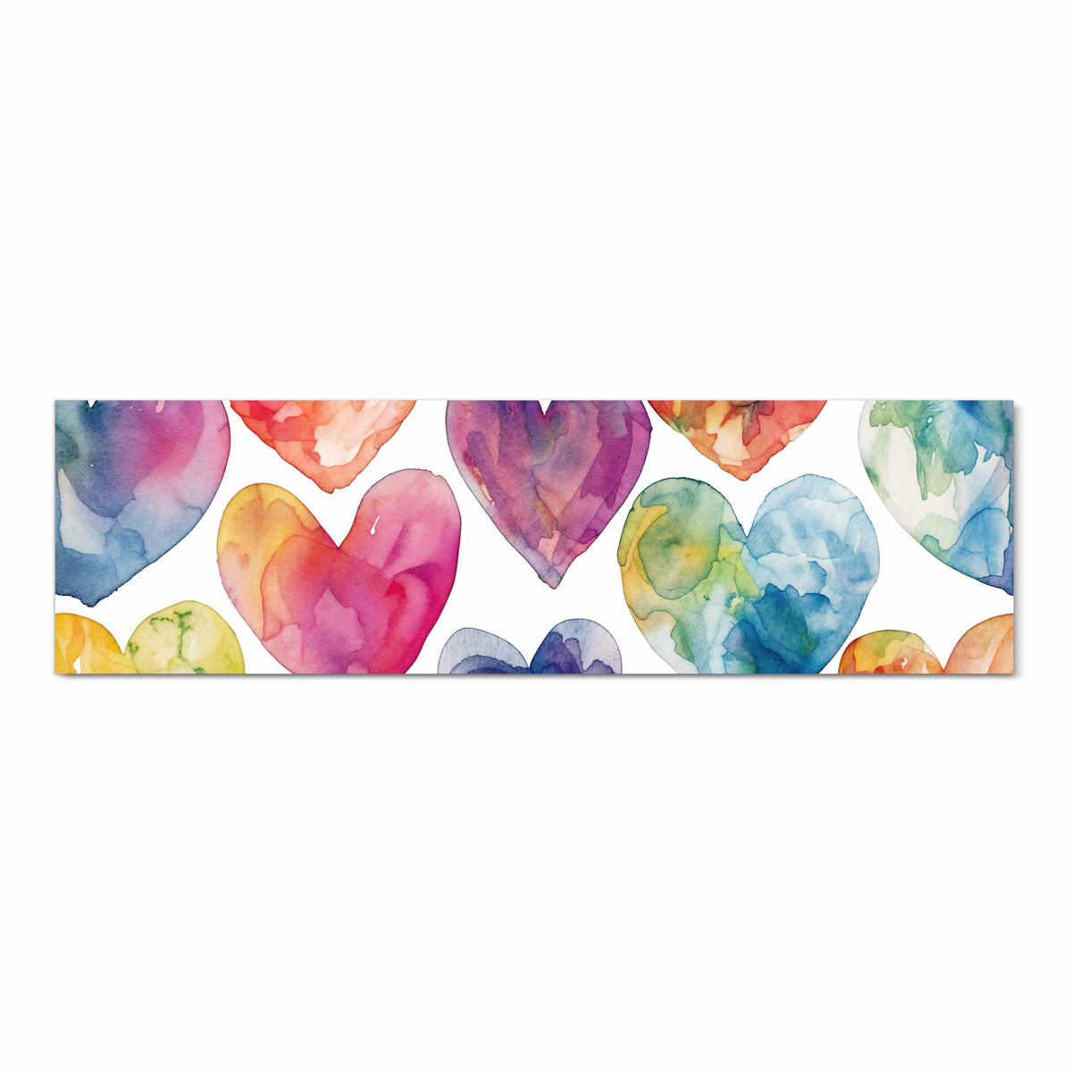 Langlebiger Läufer für Eingangsbereich mit Motiv Aquarellherzen in Frontansicht