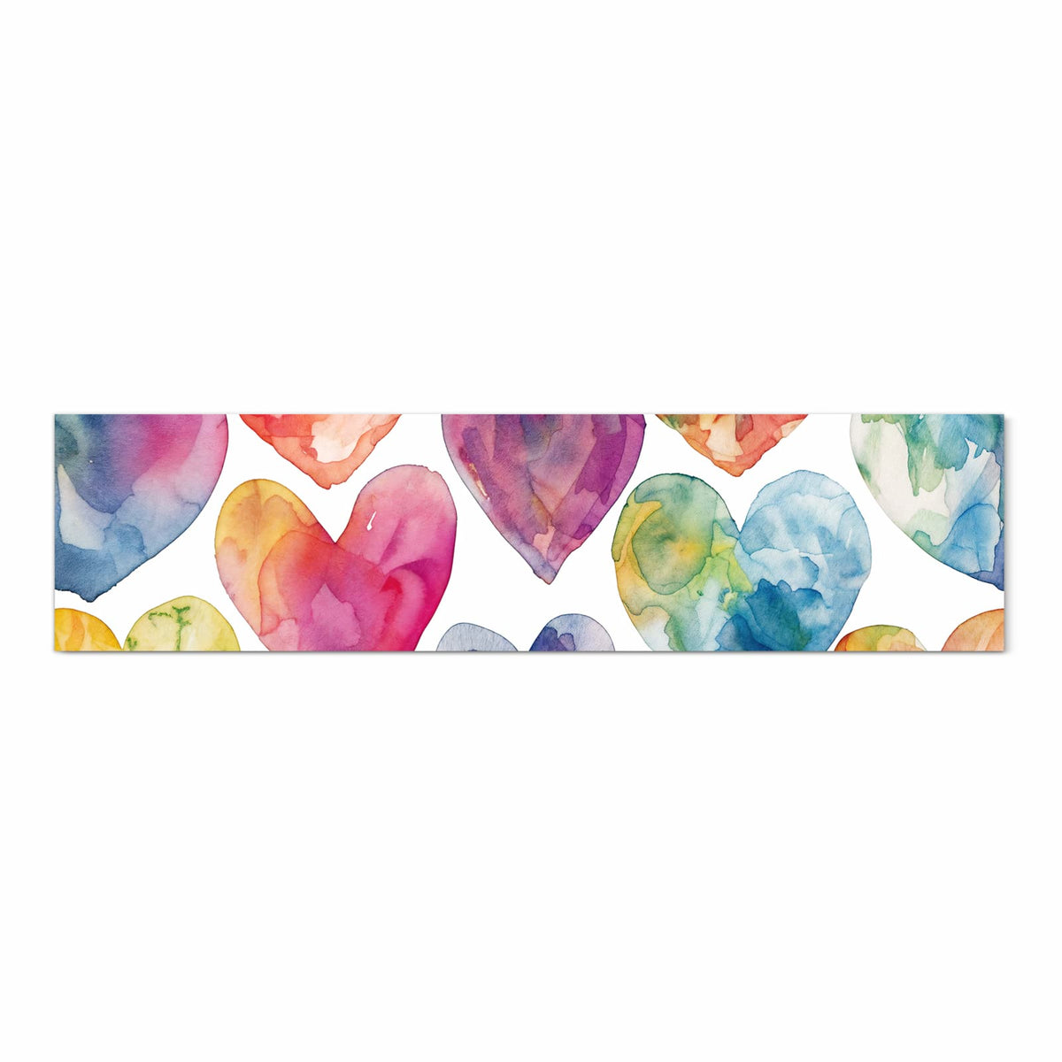 Pflegeleichter Küchenläufer mit Motiv Aquarellherzen in Frontansicht