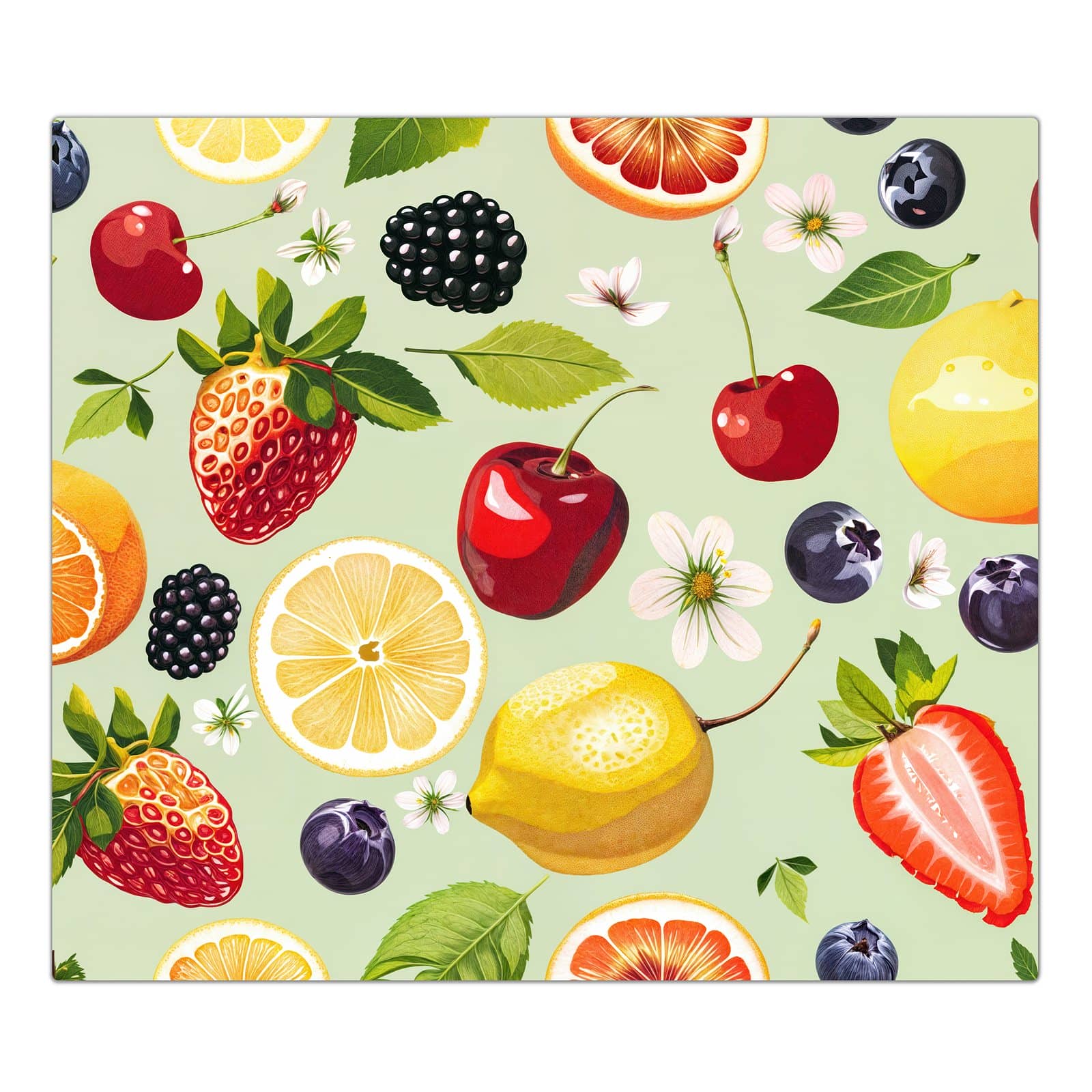 1-teilige Herdabdeckplatten aus Glas mit Fruchtmix-Motiv in der Frontansicht #grösse_1-Teilig (60x52cm)