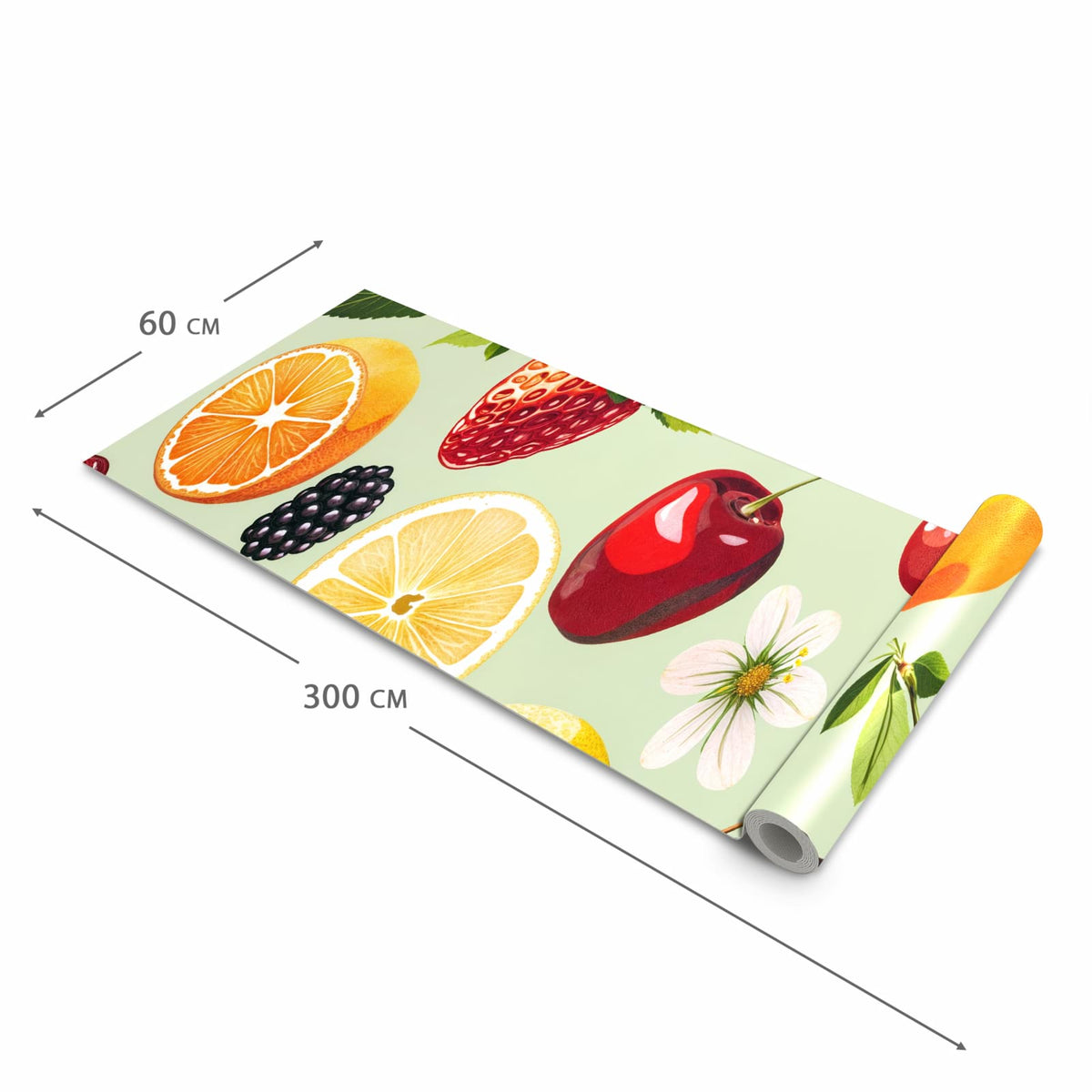 Küchenläufer für Eingangsbereich mit Motiv Fruchtmix in der Größe 60x270 cm - angenehme Haptik