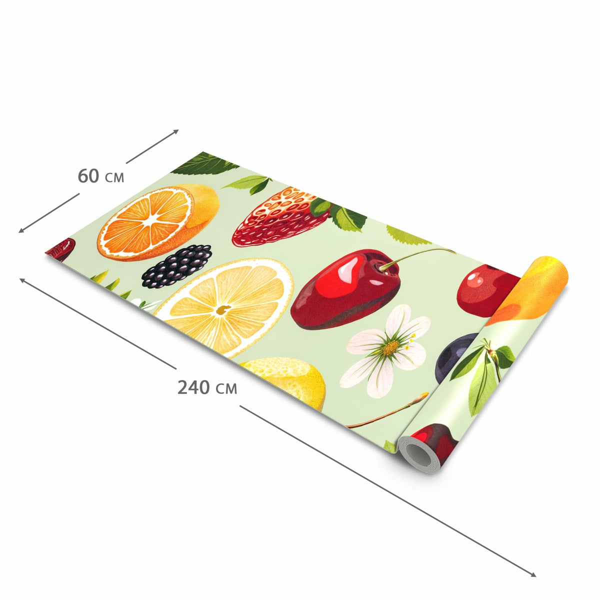 Rutschhemmender waschbarer Küchenläufer mit Motiv Fruchtmix in der Größe 60x270 cm