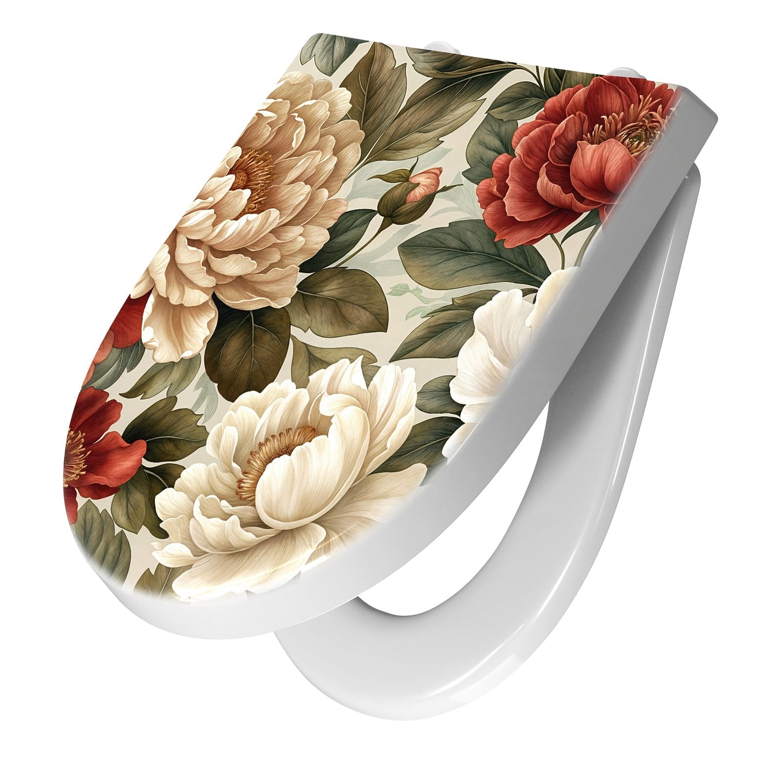 WC-Sitz mit Absenkautomatik Florales Blütenmuster