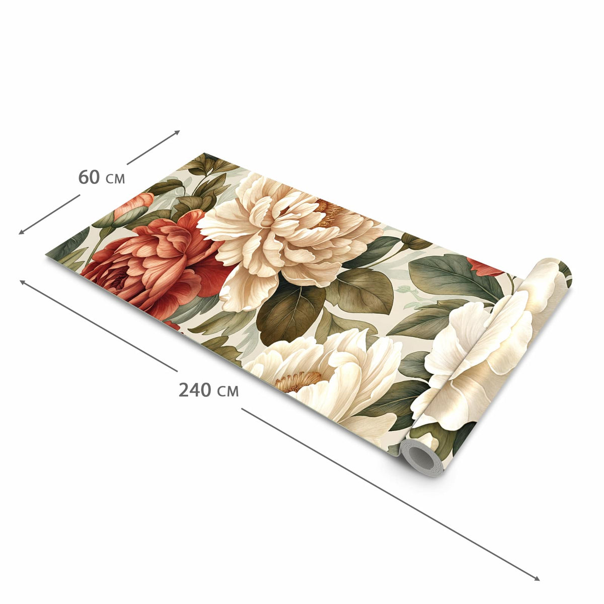 Zeitsparender Küchenteppich mit Motiv Florales Blütenmuster in der Grösse 60x270 cm