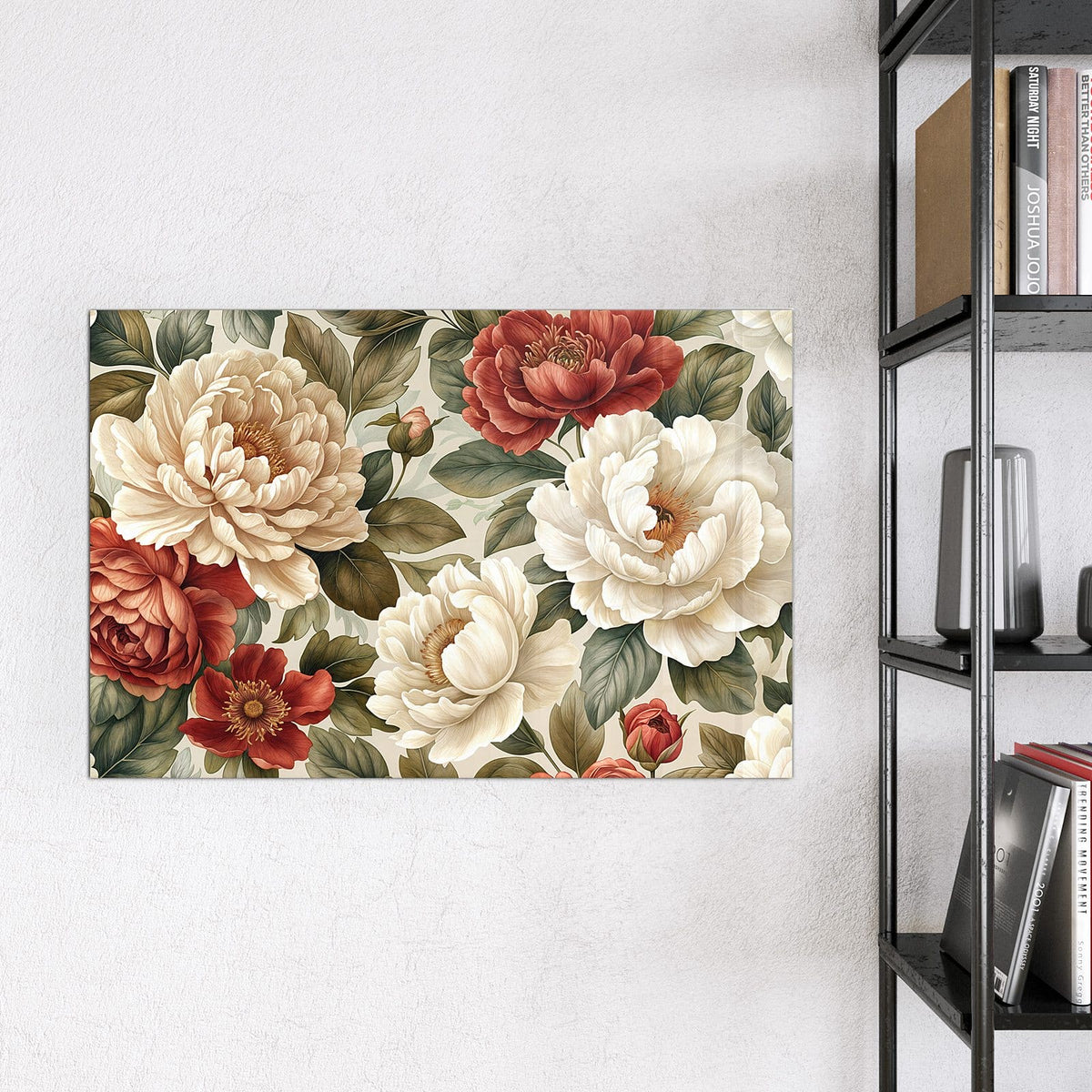 9 Größen – von 30 × 30 bis 120 × 90 cm – Magnettafel - Pfingstrosenmuster
