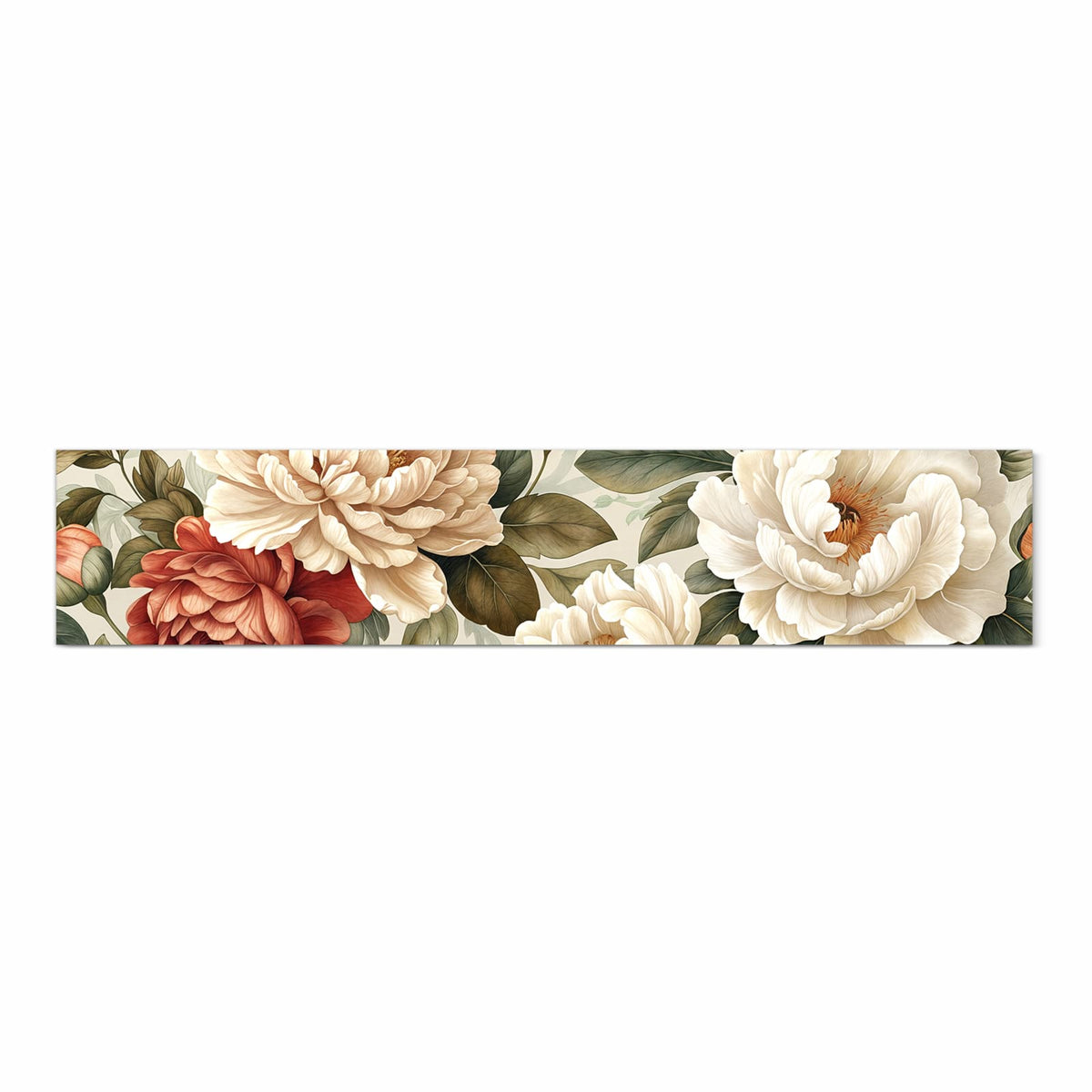 Farbbeständiger dünner Küchenteppich mit Motiv Florales Blütenmuster in Frontansicht, waschbar