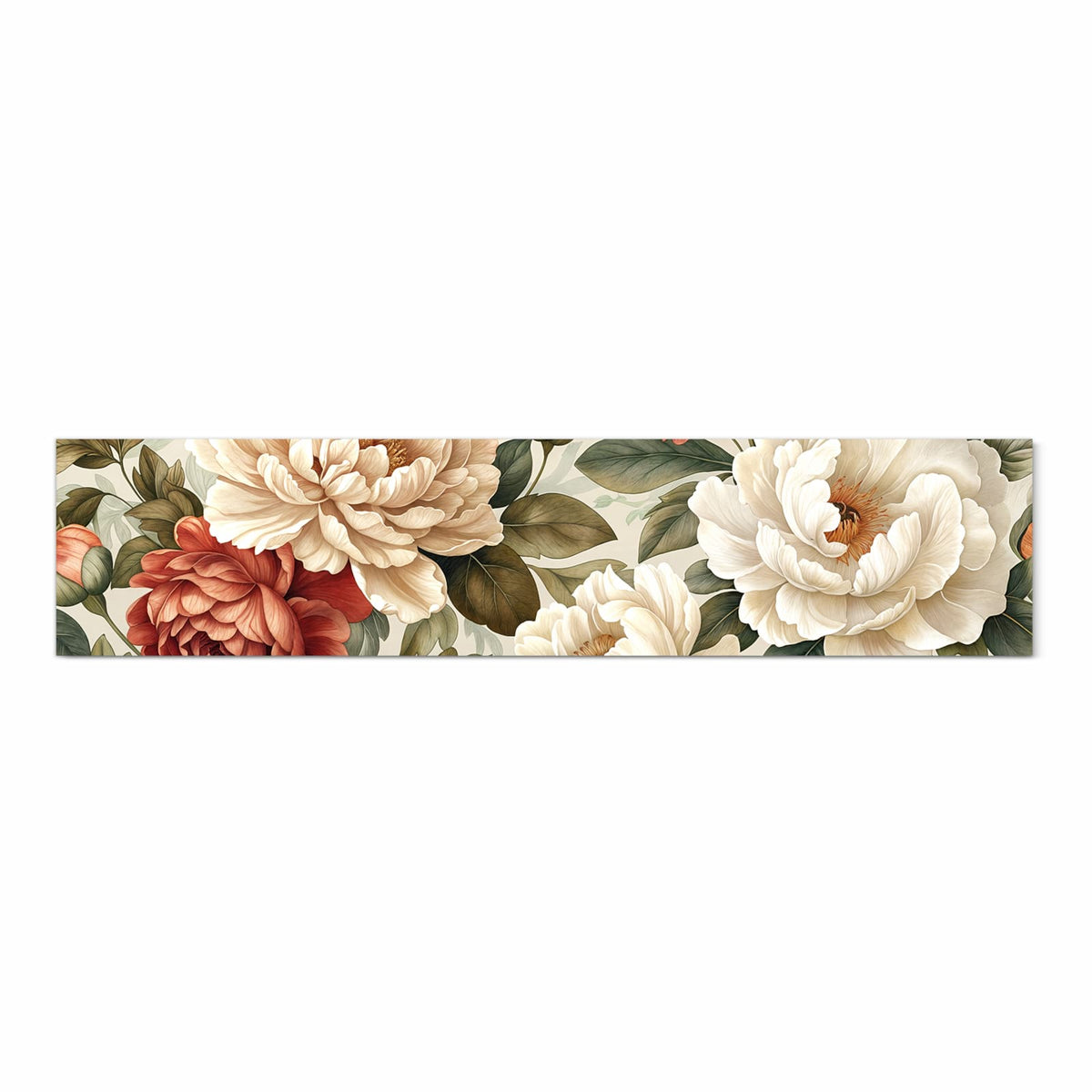 Bodenschonender rutschfester Küchenteppich mit Motiv Florales Blütenmuster in Frontansicht