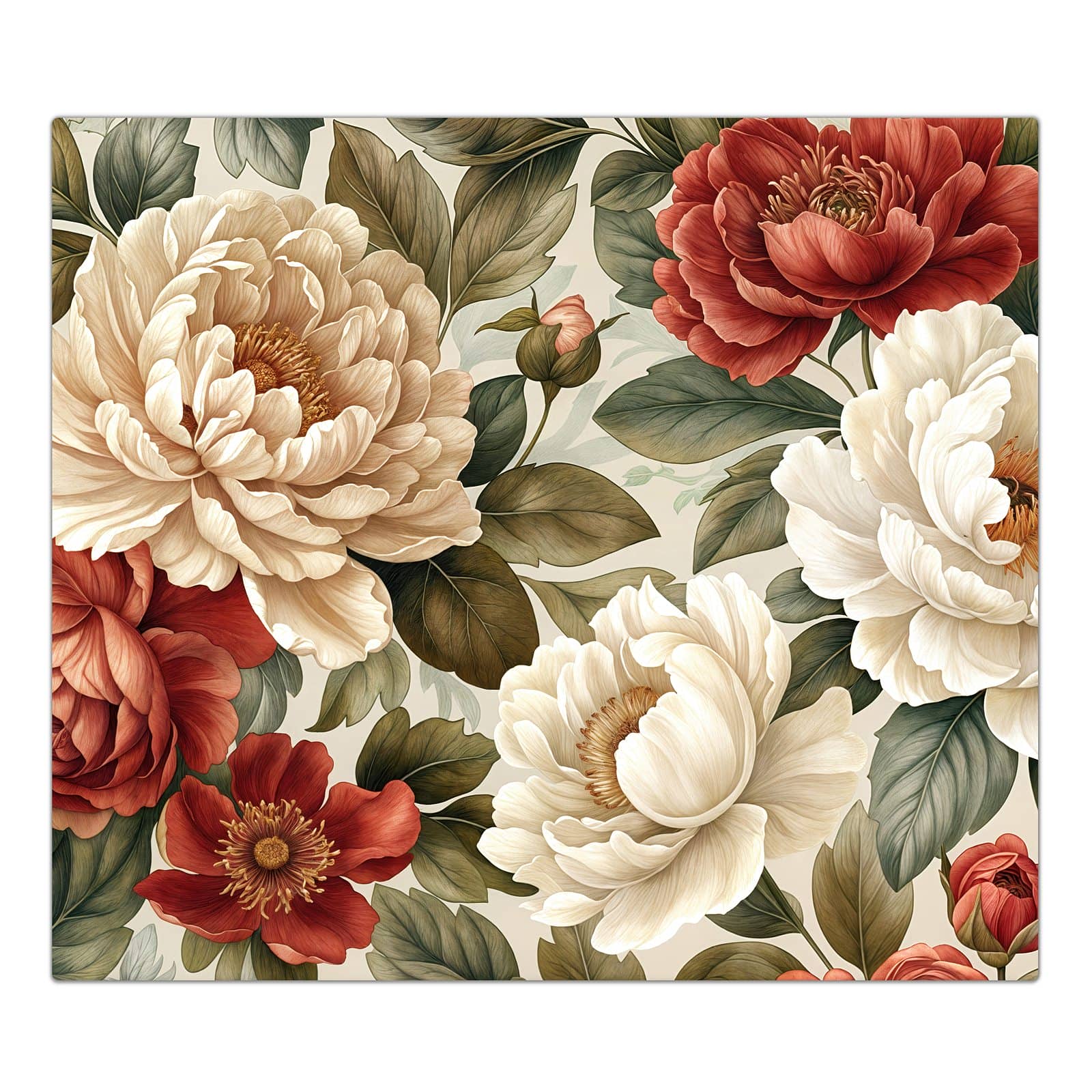 1-teilige Ceranfeld-Abdeckung mit Florales Blütenmuster-Motiv in der Frontansicht #grösse_1-Teilig (60x52cm)