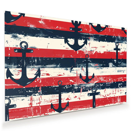 Wandbild mit dem Motiv Anker auf Streifen