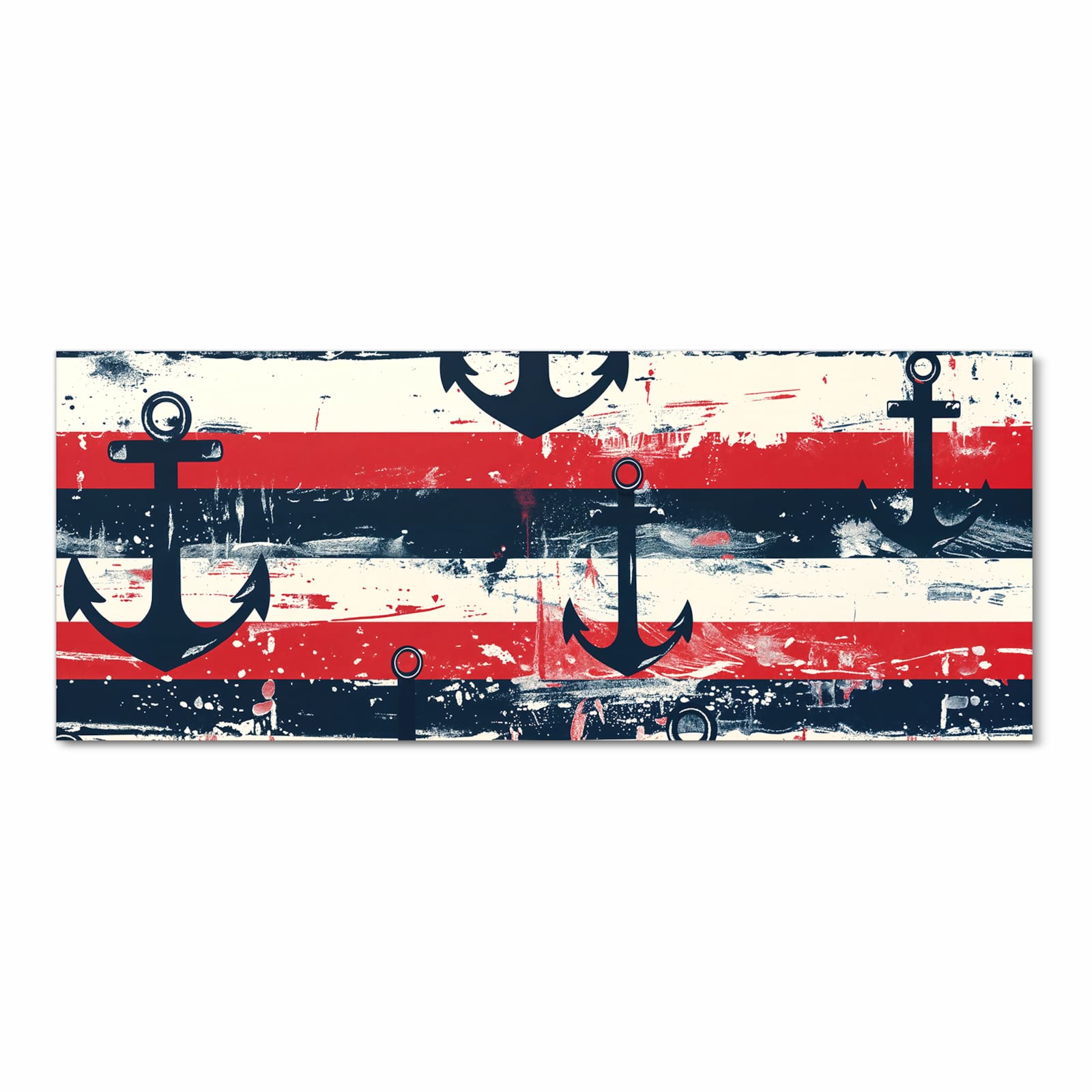 Geräuschdämpfender Läufer für die Küche mit Motiv Anker Streifen in Frontansicht