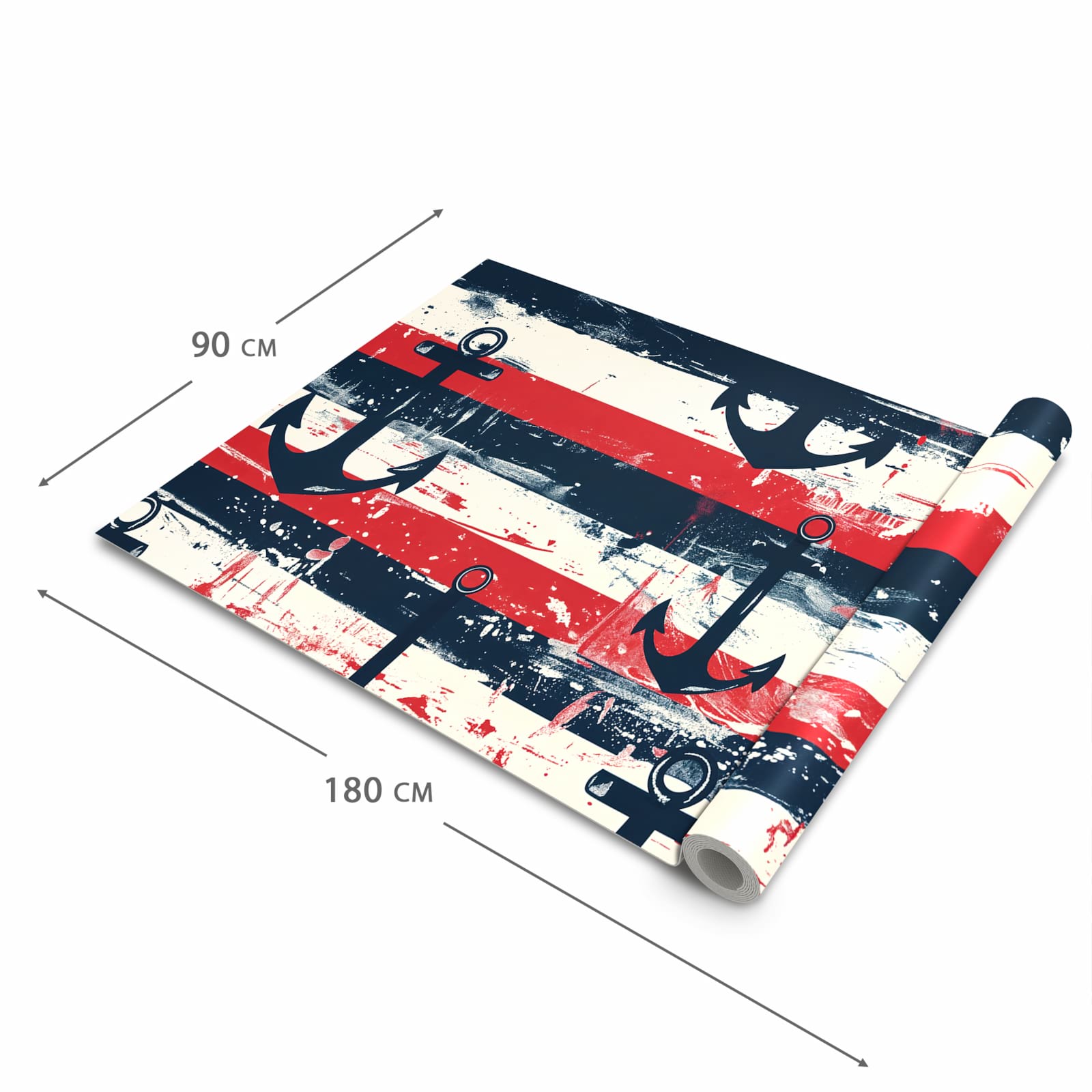 Ordnungsschaffender Küchenteppich mit Motiv Anker Streifen in der Grösse 60x270 cm