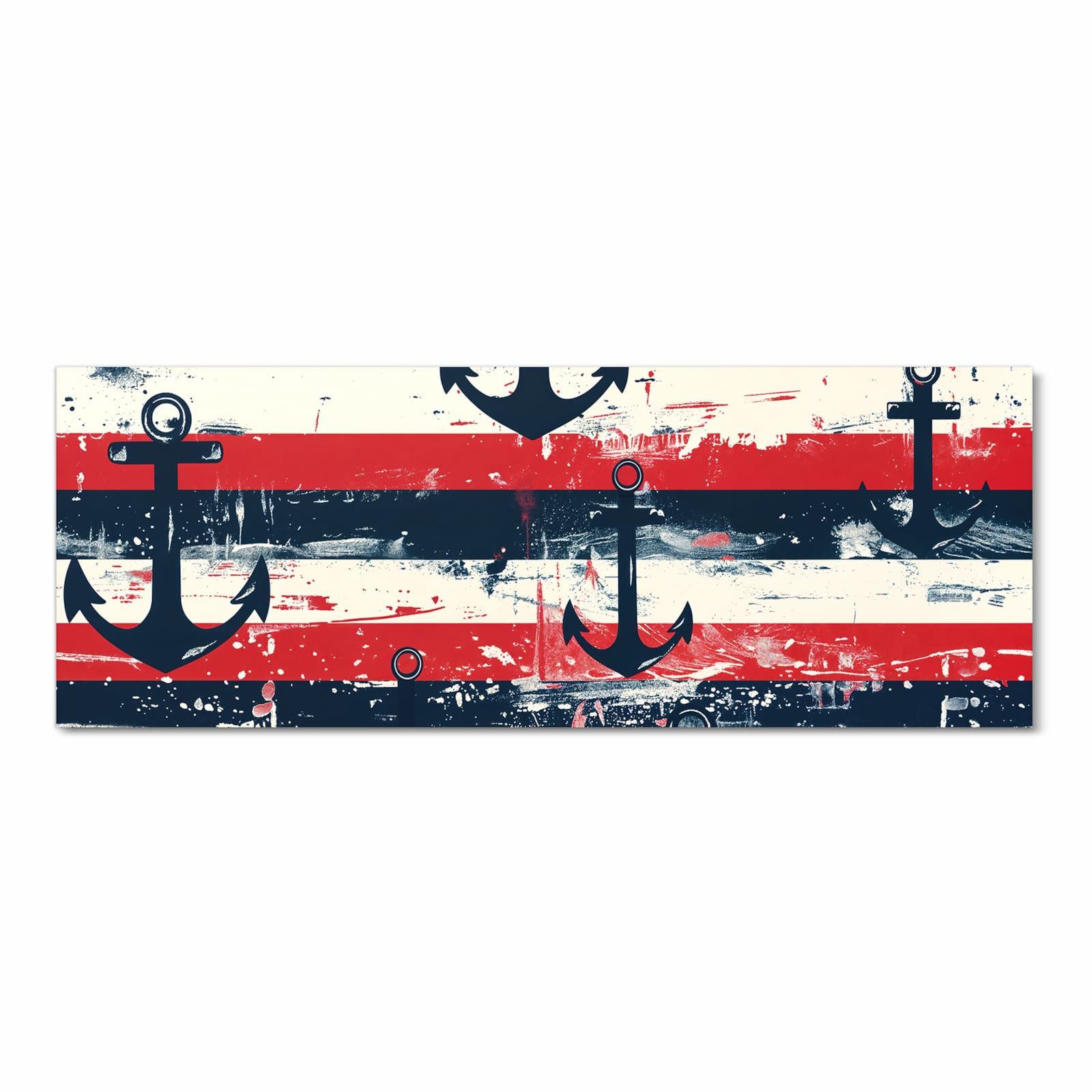 Langlebiger waschbarer Küchenläufer mit Motiv Anker Streifen in Frontansicht