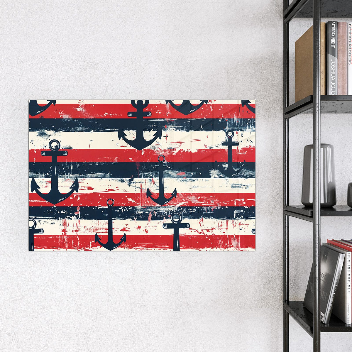 9 Größen – von 30 × 30 bis 120 × 90 cm – Magnettafel - Anker auf Streifen