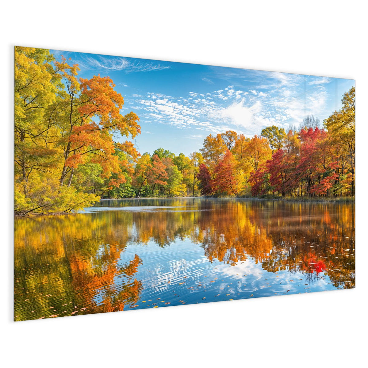 4 mm Glas statt lackiertem Blech – Magnettafel - Spiegelung im Herbstsee