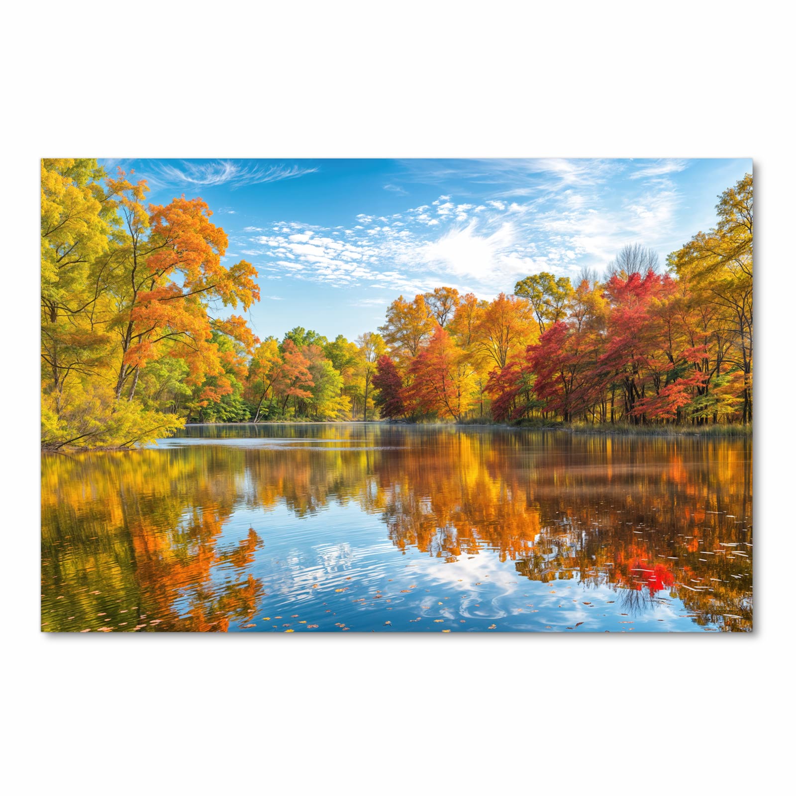 Ordnungsschaffender Küchenteppich mit Motiv Herbstlicher See in Frontansicht für Übersicht