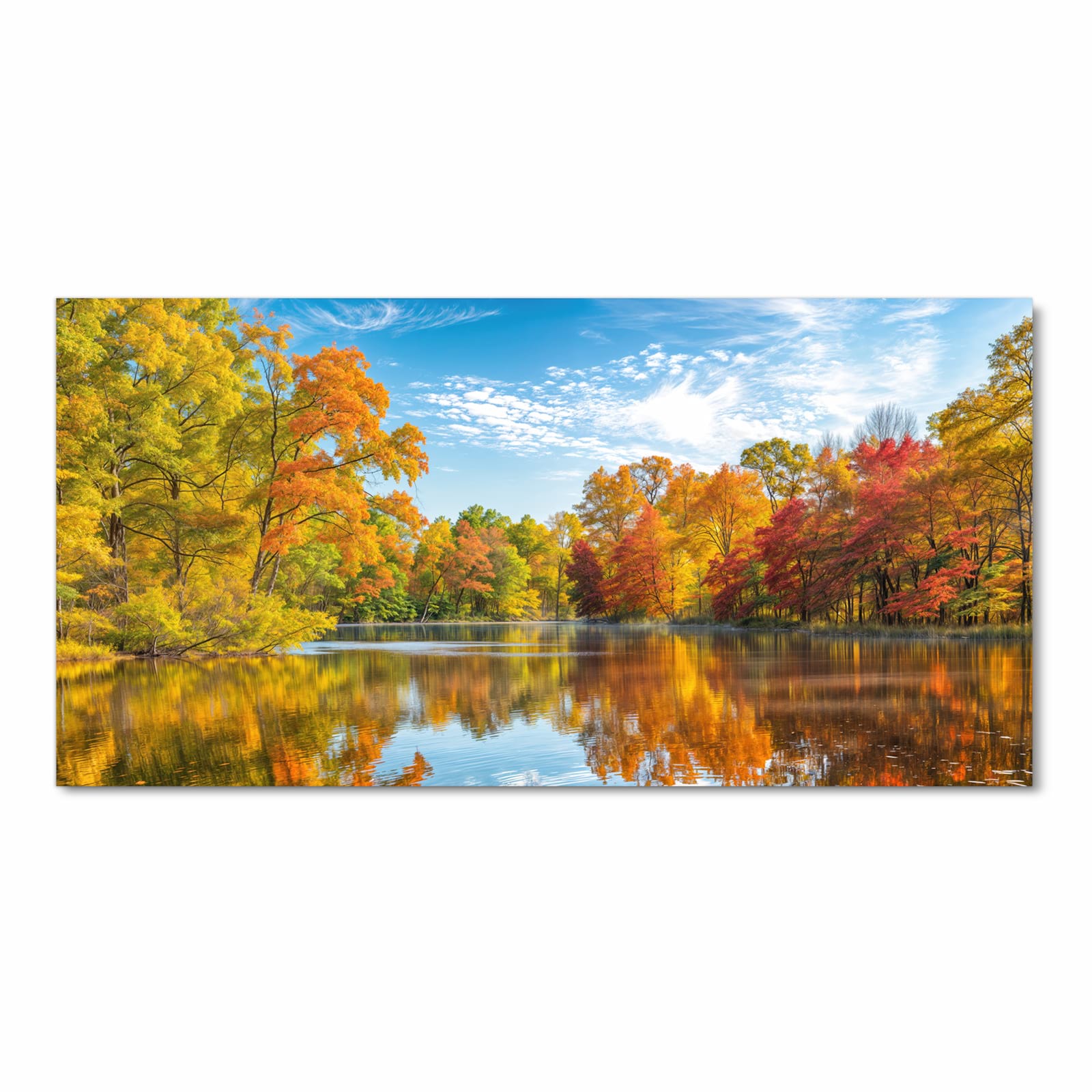 Strapazierfähiger waschbarer Küchenläufer mit Motiv Herbstlicher See in Frontansicht