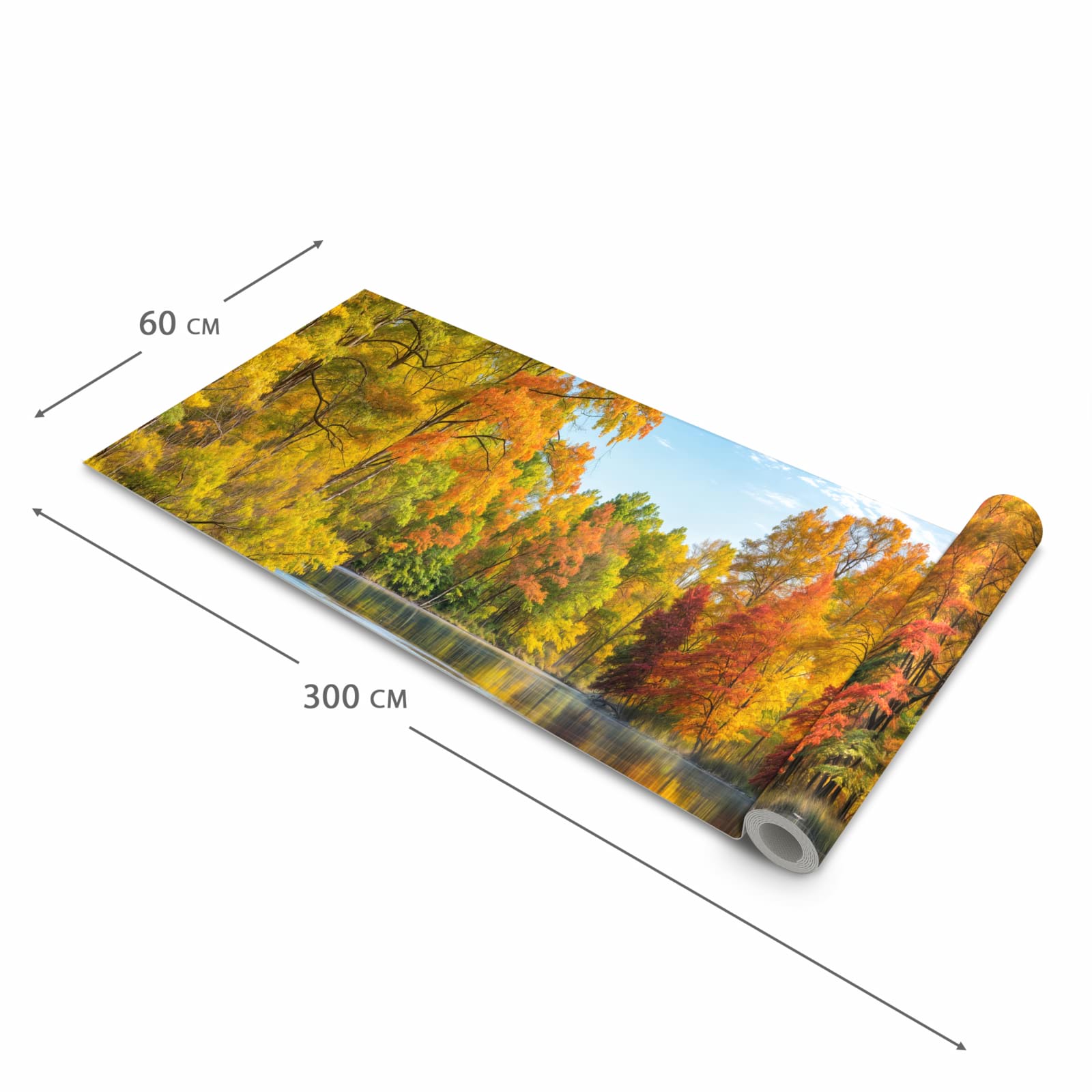 Waschbarer Küchenteppich mit Motiv Herbstlicher See in der Grösse 60x240 cm für Trittkomfort