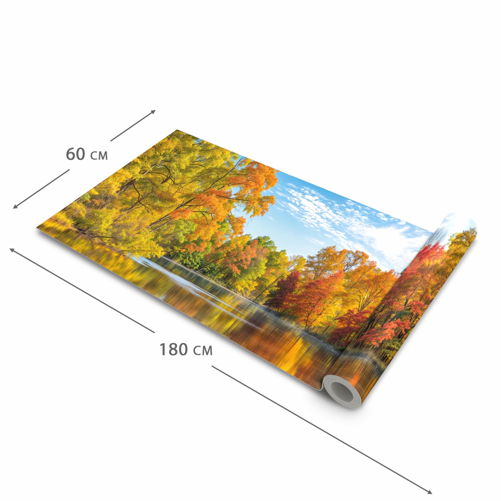 Geräuschdämpfender Küchenteppich mit Motiv Herbstlicher See in der Größe 60x240 cm