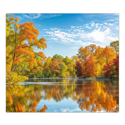 Herdabdeckplatte mit dem Motiv Spiegelung im Herbstsee