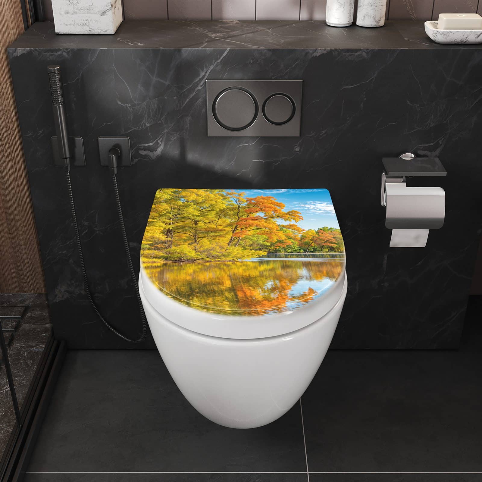 WC-Sitz mit Absenkautomatik Herbstlicher See