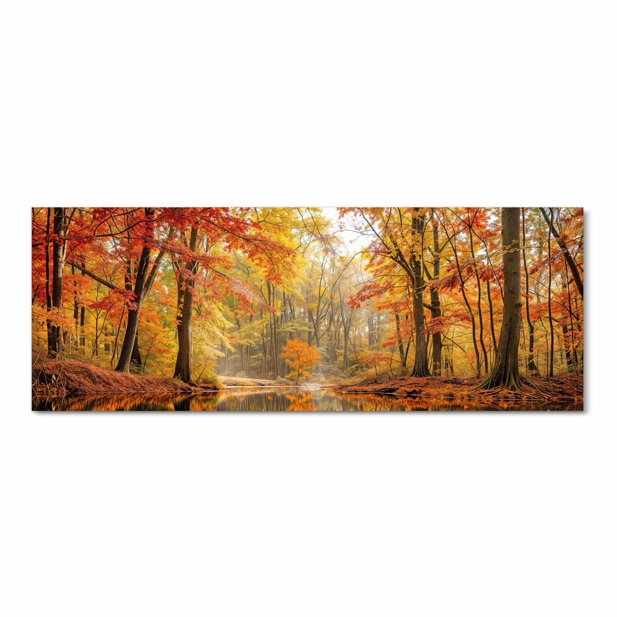 Hygienischer Küchenläufer nach Maß mit Motiv Herbstwald am See in Frontansicht