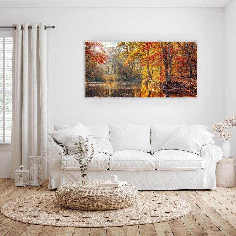 Maße Wandbild - Herbstfarben am Seeufer - Querformat