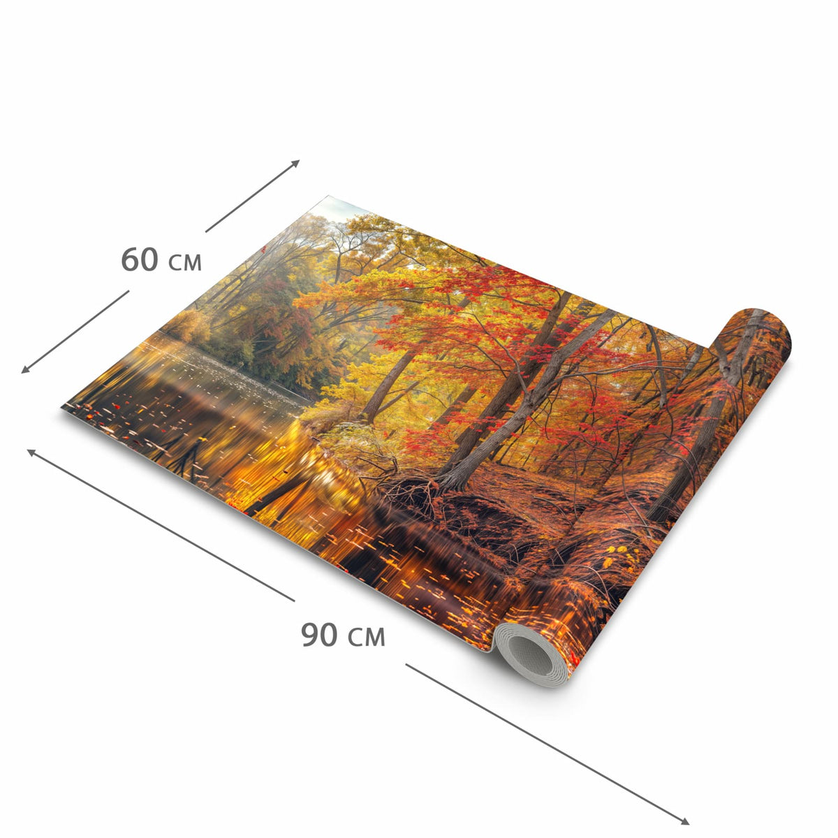 Schmutzabweisender Küchenteppich mit Motiv Herbstwald See in der Grösse 60x180 cm