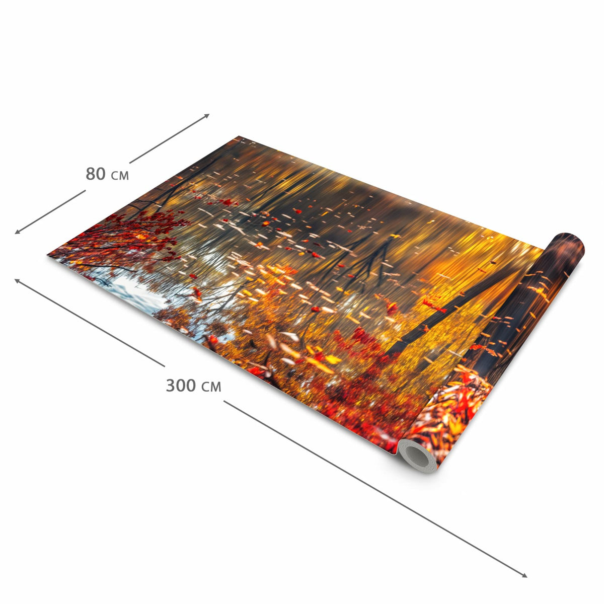Pflegeleichter Küchenläufer mit Motiv Herbstwald See in der Grösse 60x180 cm