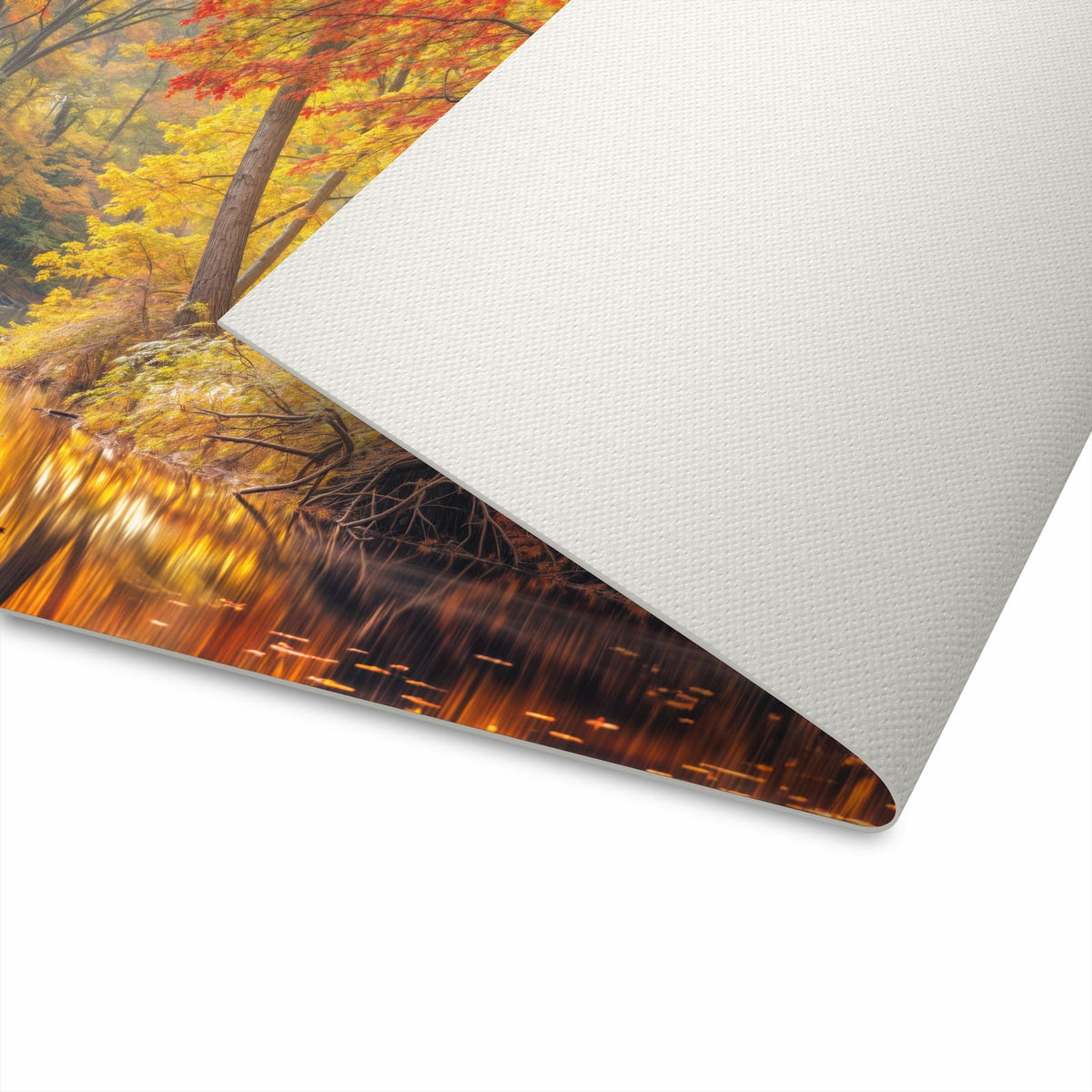 Pflegeleichter Küchenteppich mit Motiv Herbstwald See in der Unterseite