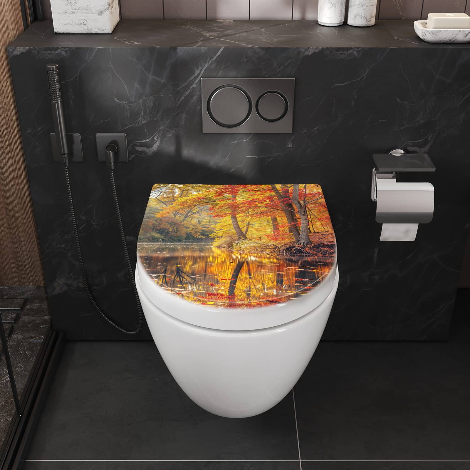 WC-Sitz mit Absenkautomatik Herbstwald See