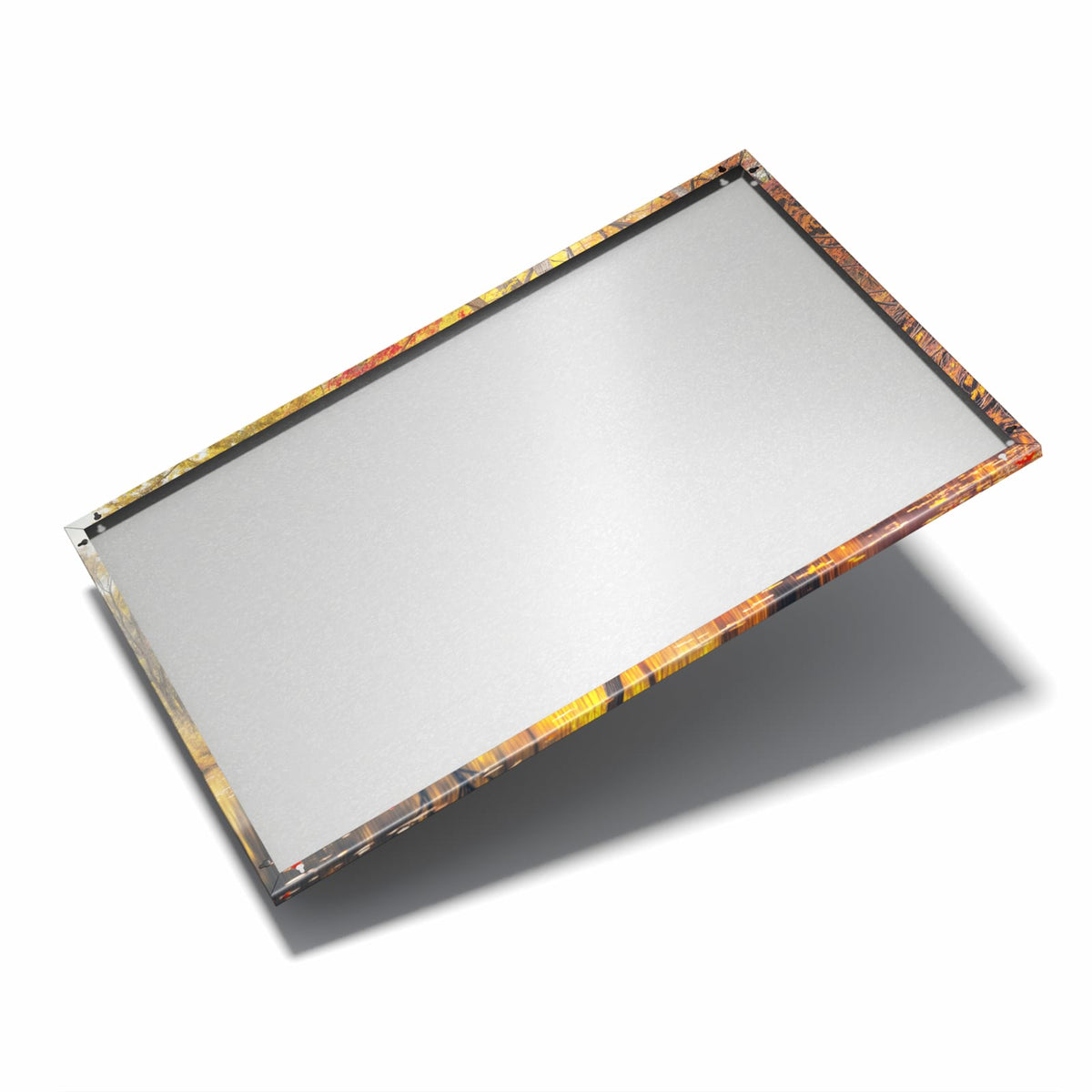 Nur 7 mm – liegt eng an der Wand – Metall Magnettafel - Herbstfarben am Seeufer