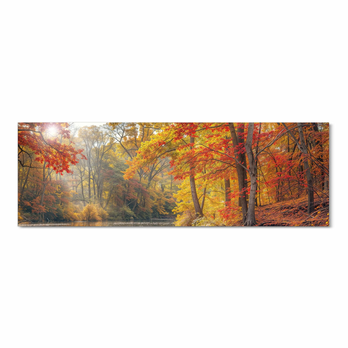 Farbbeständiger Küchenteppich mit Motiv Herbstwald See in Frontansicht