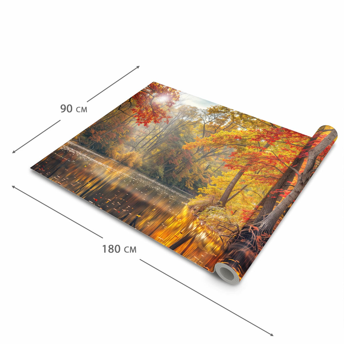 Komfortabler Küchenteppich mit Motiv Herbstwald See in der Grösse 60x180 cm für die Küche