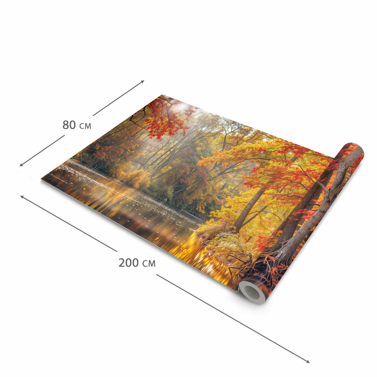 Geruchsneutraler Küchenteppich mit Motiv Herbstwald See in der Grösse 60x180 cm