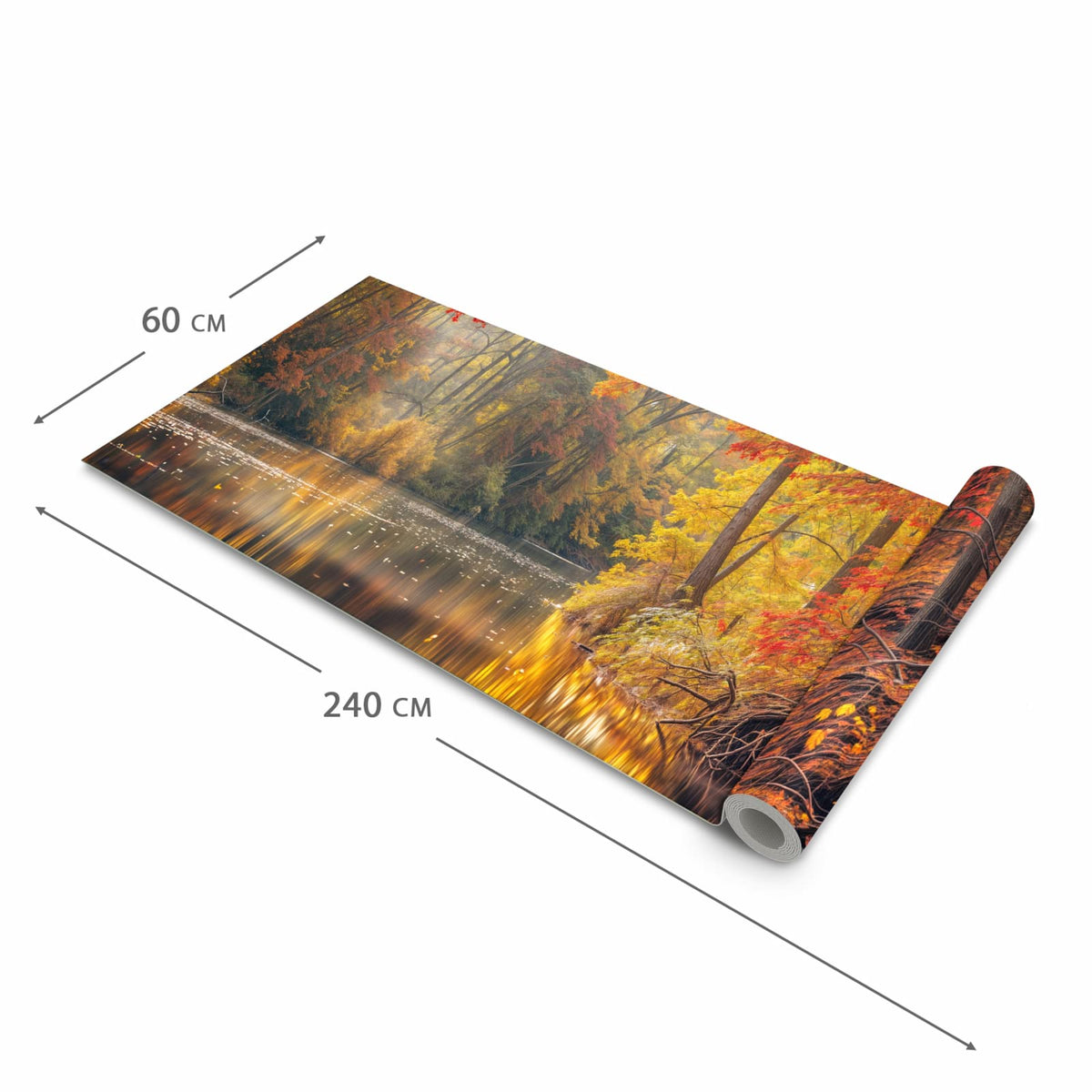 Komfortabler Küchenteppich mit Motiv Herbstwald See in der Grösse 60x180 cm