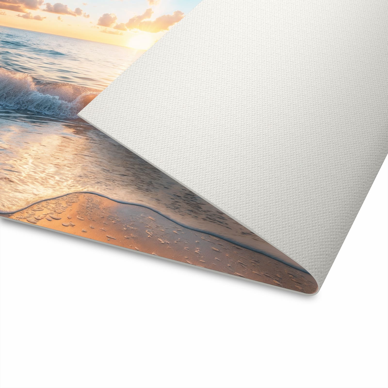 Flacher Küchenteppich mit Motiv Strand Sonnenuntergang in der Unterseite - waschbar