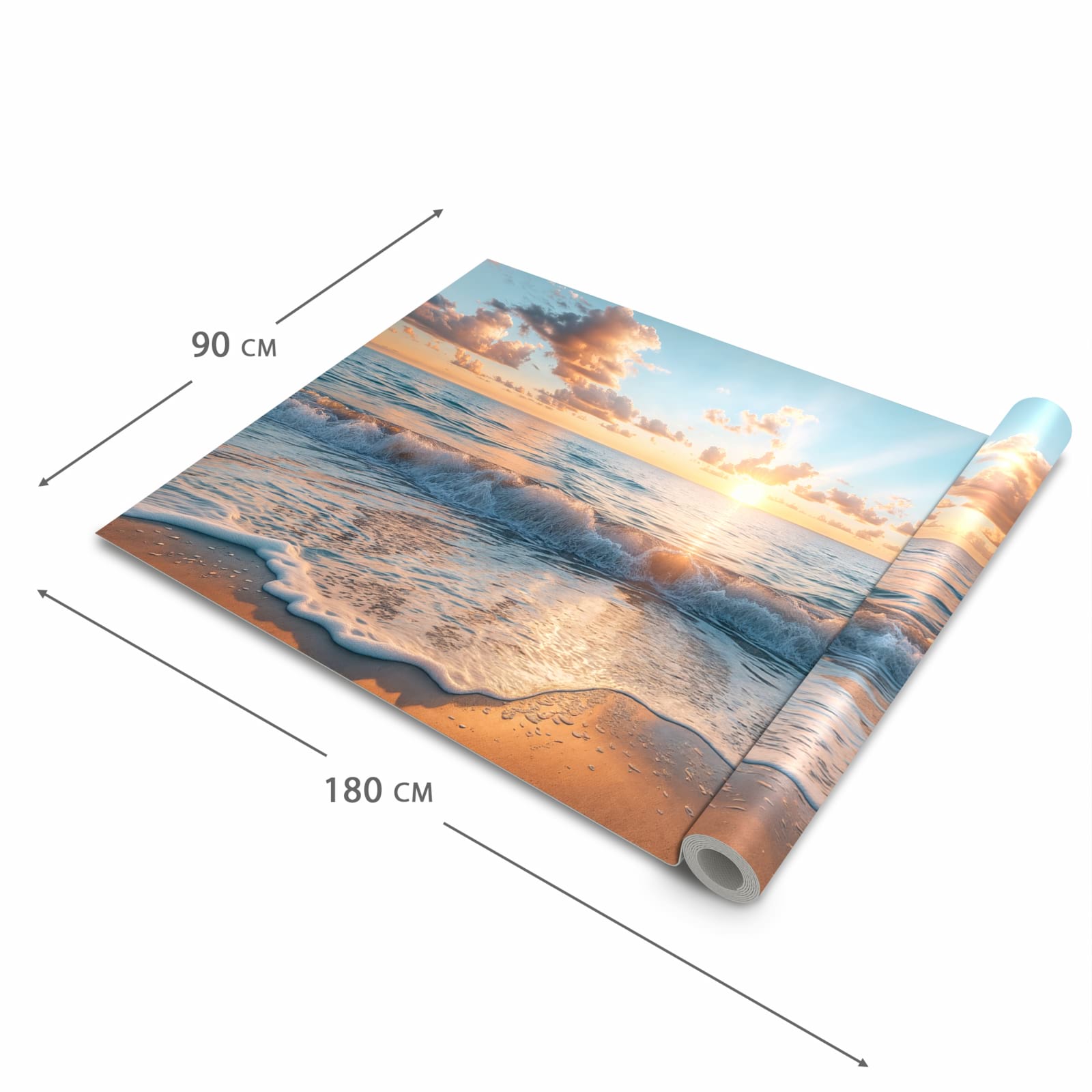 Küchenteppich mit Motiv Strand Sonnenuntergang in der Grösse 60x180 cm für sicheres Aufbewahren